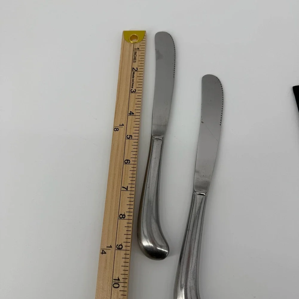 Leonard Stainless Korea Pistol Grip Dinner‎ Knives Set of 2 Serrated 9 inch